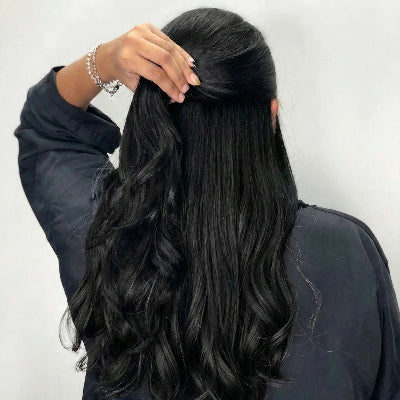 Extensions cheveux à clip noire ondulée