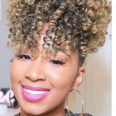 Frange bouclés caramel doré afro