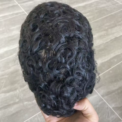 Perruque homme calvitie noir profond style décontracté
