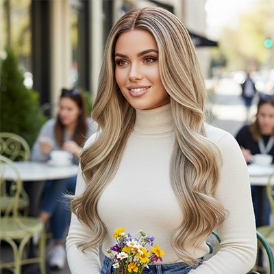 Perruque femme cheveux wavy longs soyeux naturels