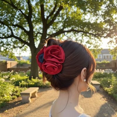 Pince cheveux couture haut de gamme rouge