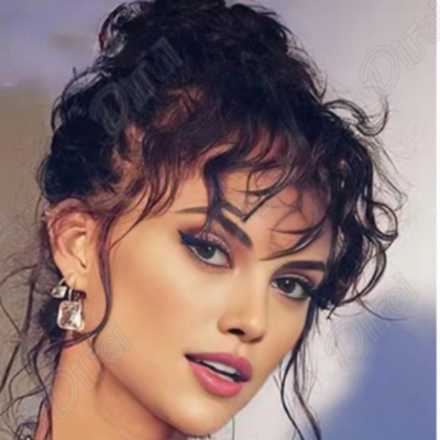 Frange cheveux bouclés long look romantique