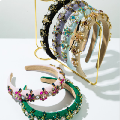 Bandeau cheveux femme parme cristaux raffinés