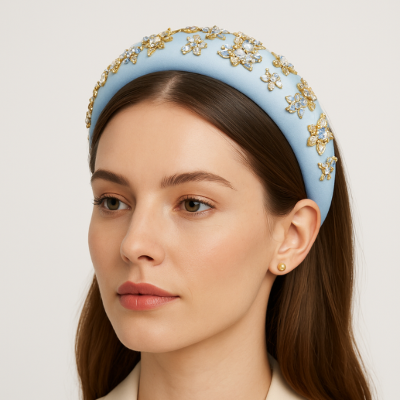 Bandeau femme élégant strass et perles soirée chic
