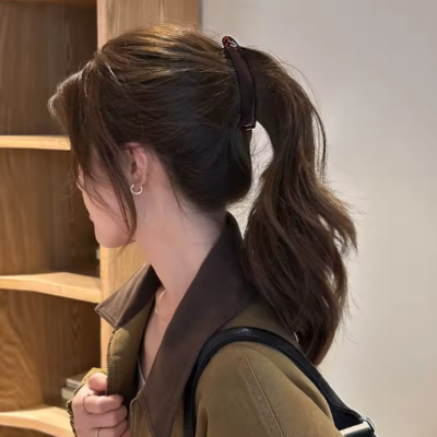 Barrette cheveux femme tendance brun ambré chignon décontracté élégant