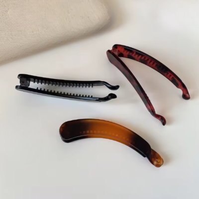 Barrette cheveux femme tendance brun satiné coiffure rapide 5 secondes