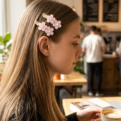 Barrette cheveux femme tendance effet gelée volume floral élégant