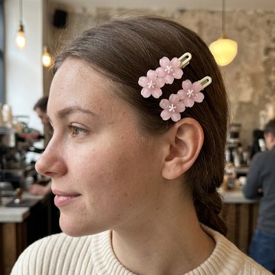 Barrette cheveux femme tendance lot 2 pièces bleu et rose coordonnés