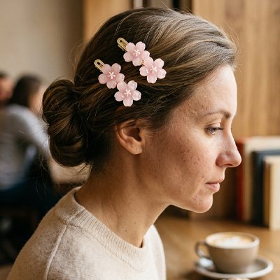 Barrette cheveux femme tendance rose poudré fleurs délicates printemps