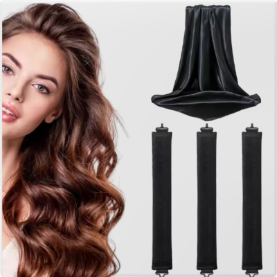 Bigoudis sans chaleur noir ondulations volumineuses nuit