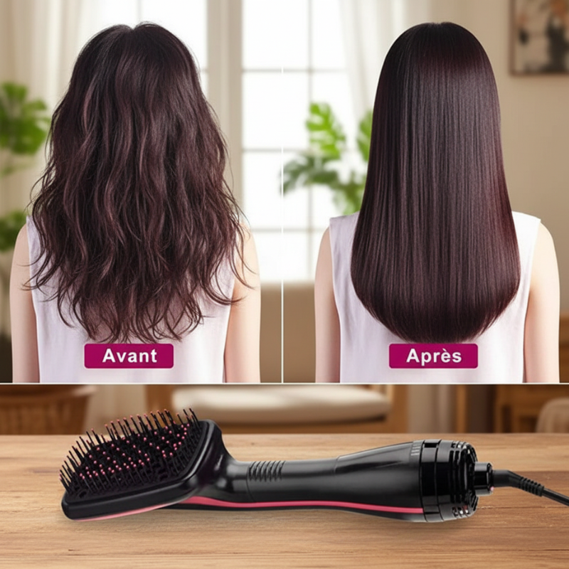 Brosse à cheveux avant après cheveux lisses