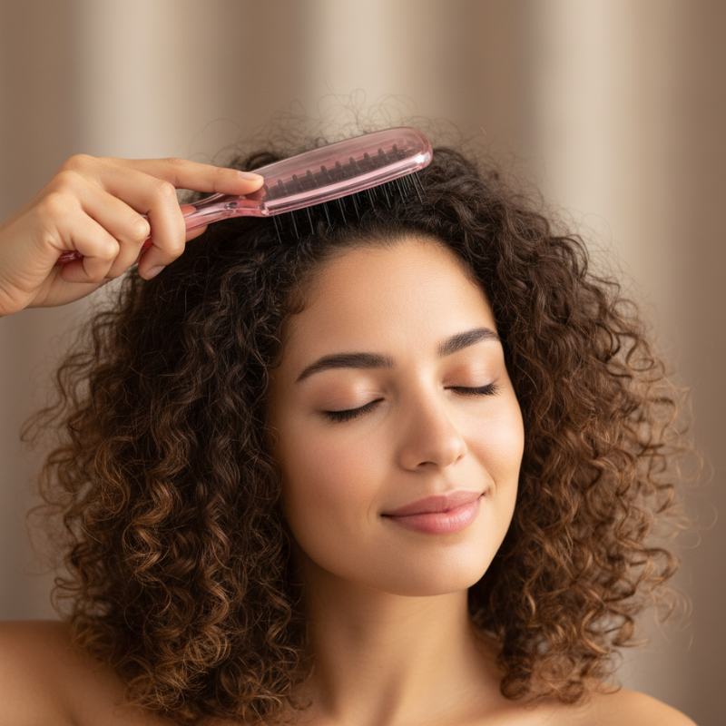 Brosse à cheveux – massage cuir chevelu bouclés