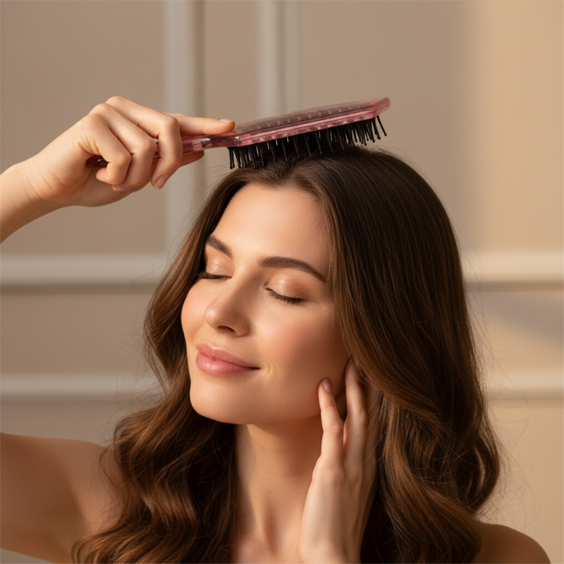 Brosse à cheveux – stimulation cuir chevelu rousse