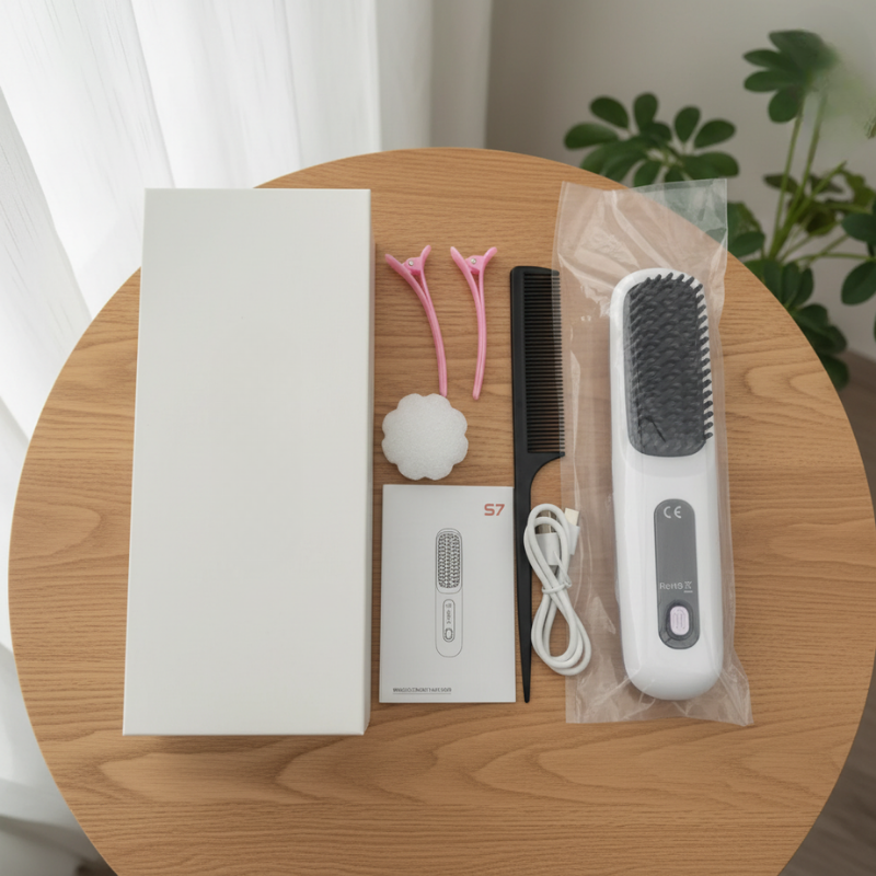 Brosse à lisser les cheveux S7 blanche accessoires