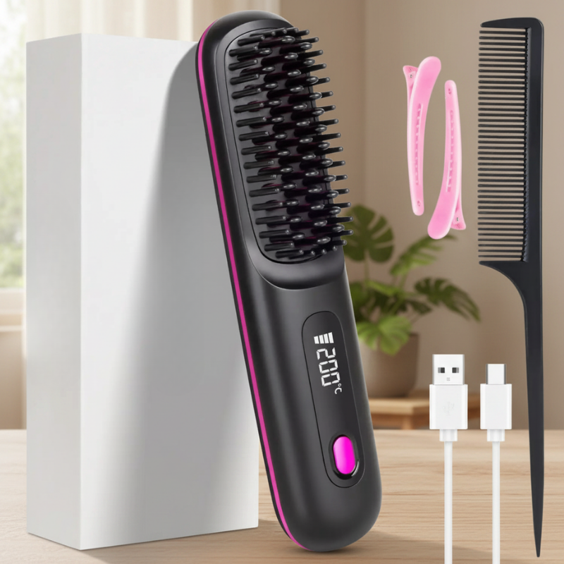Brosse à lisser les cheveux S7 noire sans fil