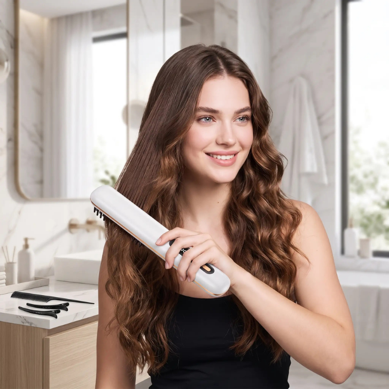 Brosse à lisser les cheveux dents 3D chaleur uniforme