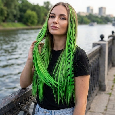 Extension boucles longues vert cheveux premium