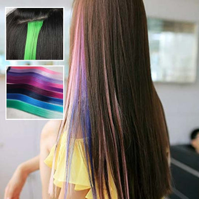Extension cheveux clip mèches colorées