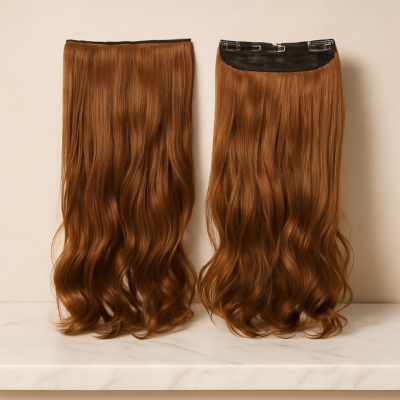 Extension cheveux en clip brun ondulée 