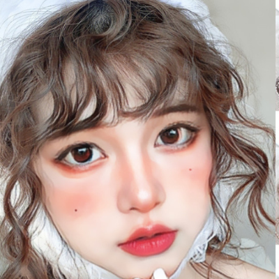 Frange bouclé sur visage rond