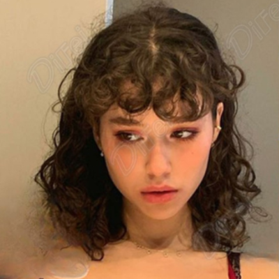 Frange cheveux bouclés long effet volume