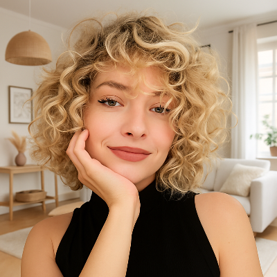 Frange cheveux ondulés portée blonde