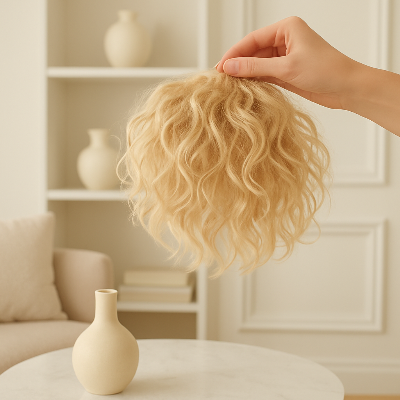 Frange cheveux ondulés sur cheveux bouclés