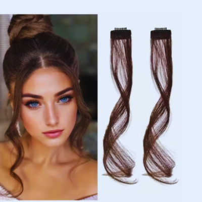 Frange rideau boucles clip discret cheveux bruns