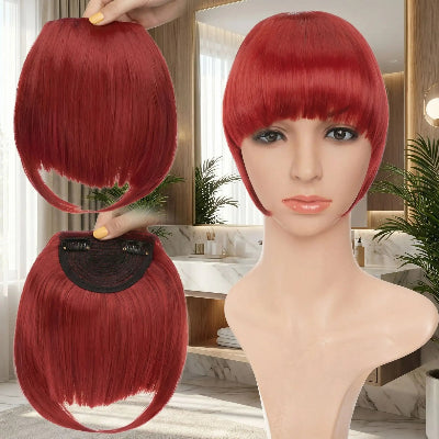 Frange rideau cheveux boucle clip noir profond