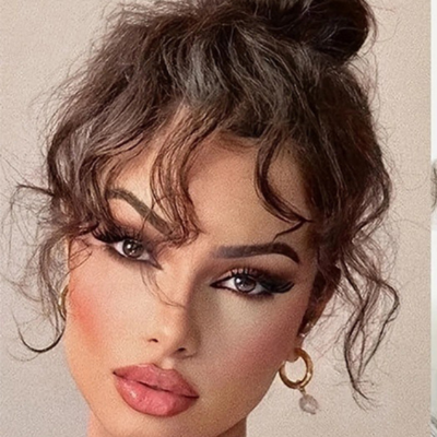 Frange rideau cheveux bouclés effet naturel