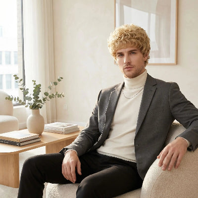 Perruque en fibre synthétiques homme bonnet ajustable confortable