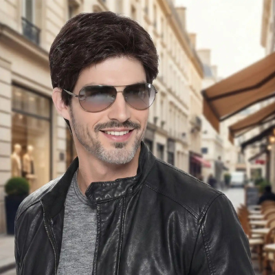 Perruque en fibre synthétiques homme cheveux denses