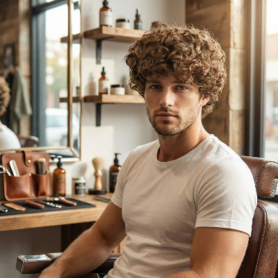 Perruque en fibre synthétiques homme style afro élégant