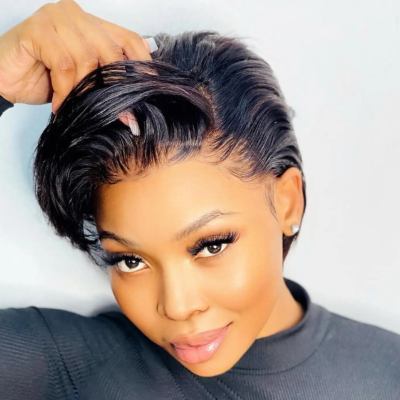 Perruque naturelle courte coupe pixie