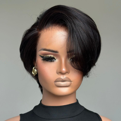 Perruque naturelle invisible courte coupe pixie