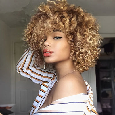 Perruque ondulée afro look moderne