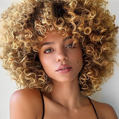 Perruque ondulée blonde volume naturel