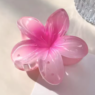 Pince fleur hawaïenne rose corail accessoire coiffure femme