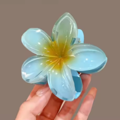 Pince fleur hawaïenne turquoise cheveux fins élégante