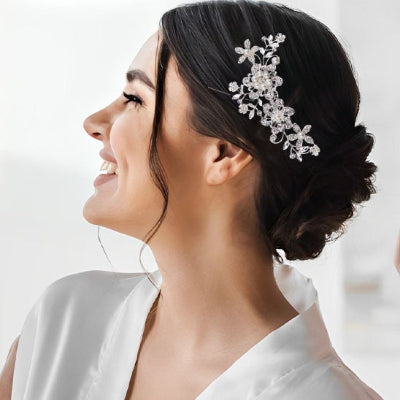 Pince mariage pour cheveux dorée brillante