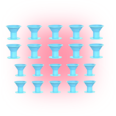 Rouleau à cheveux silicone bleu — kit 10 grands + 10 petits