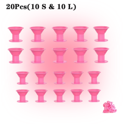 Rouleau à cheveux silicone rose — kit 10S + 10L sans chaleur