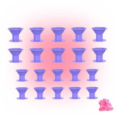 Rouleau à cheveux silicone violet — kit 10 grands + 10 petits