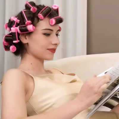 Rouleau pour les cheveux en mousse appliqué sur cheveux sans chaleur