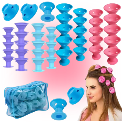 Rouleaux à cheveux silicone dimensions grand petit rose