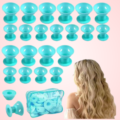 Rouleaux à cheveux silicone résultat boucles cheveux longs