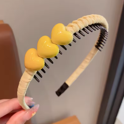 Serre tete cœur jaune accessoire cheveux enfant coloré