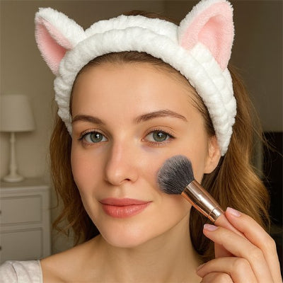 Bandeau maquillage blanc oreille chat rose