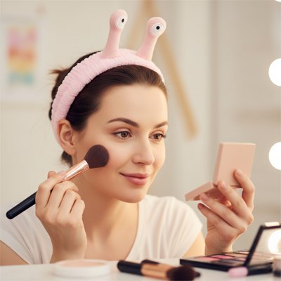 Bandeau maquillage rose beau motif en escargot