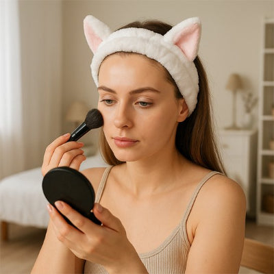 Bandeau maquillage tissu en peluche confortable